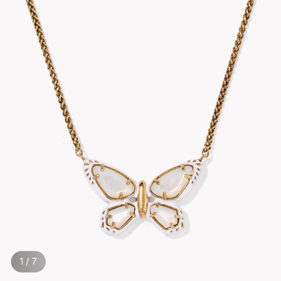 Kendall & James Jewelry - NWT Dolly Parton x Kendra Scott Enamel Butterfly Vintage Gold Pendant Necklace